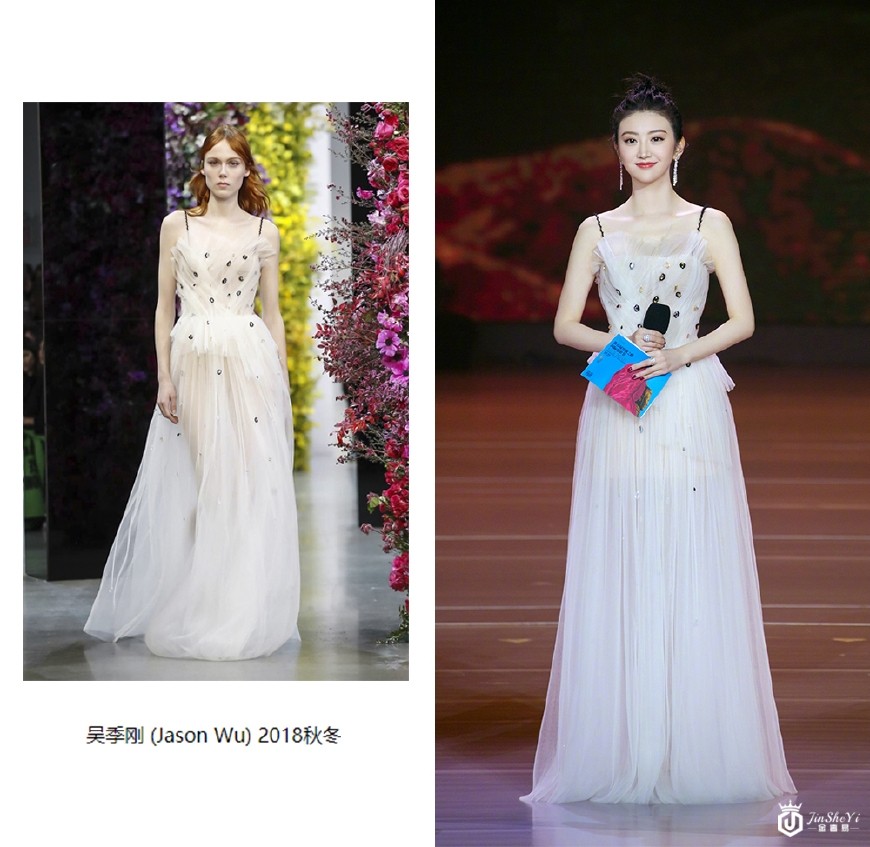 景甜60万的戴比尔斯珠宝明明很豪气,配上抹胸裙却还有点小清新