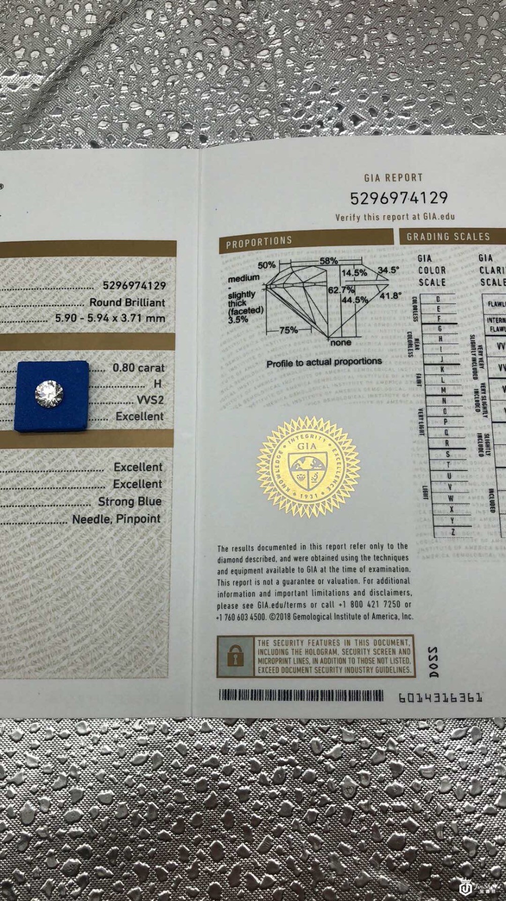 亿绵珠宝公司0.8克拉 H VVS2 3EX S图2