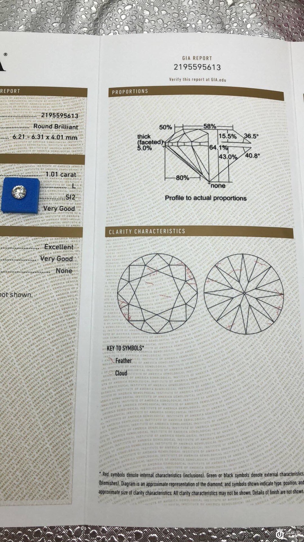 亿锦珠宝1.01克拉L色SI2 VG EX VG N图2