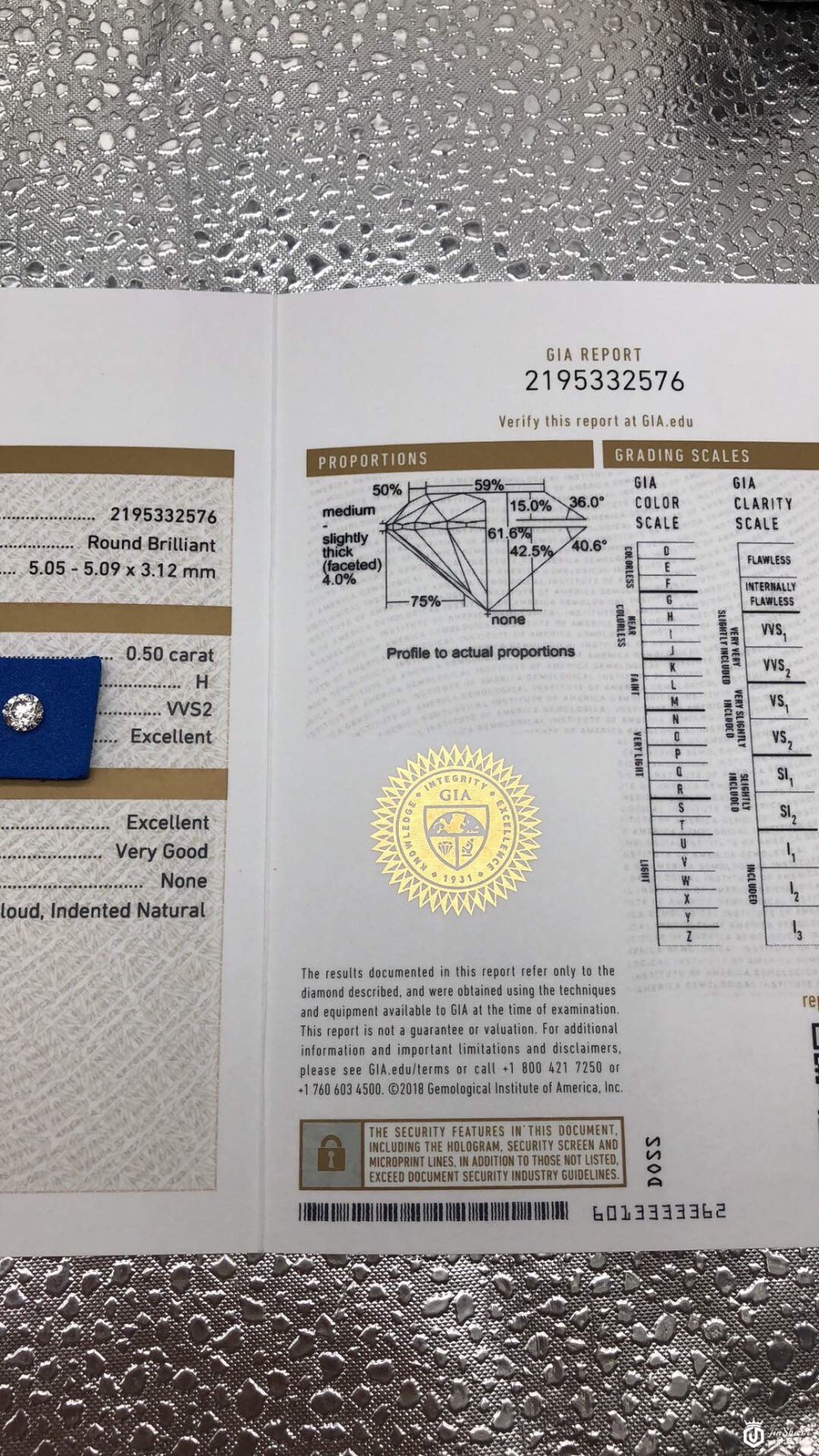 亿锦珠宝0.5克拉H色VVS2图2