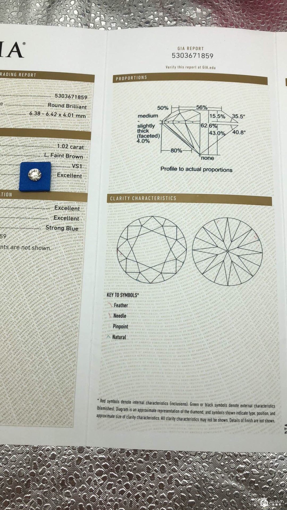 亿锦珠宝1.02克拉L色VS1 3EX图2