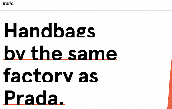 Italic官网写着&ldquo;从Prada的工厂生产的手袋&rdquo;