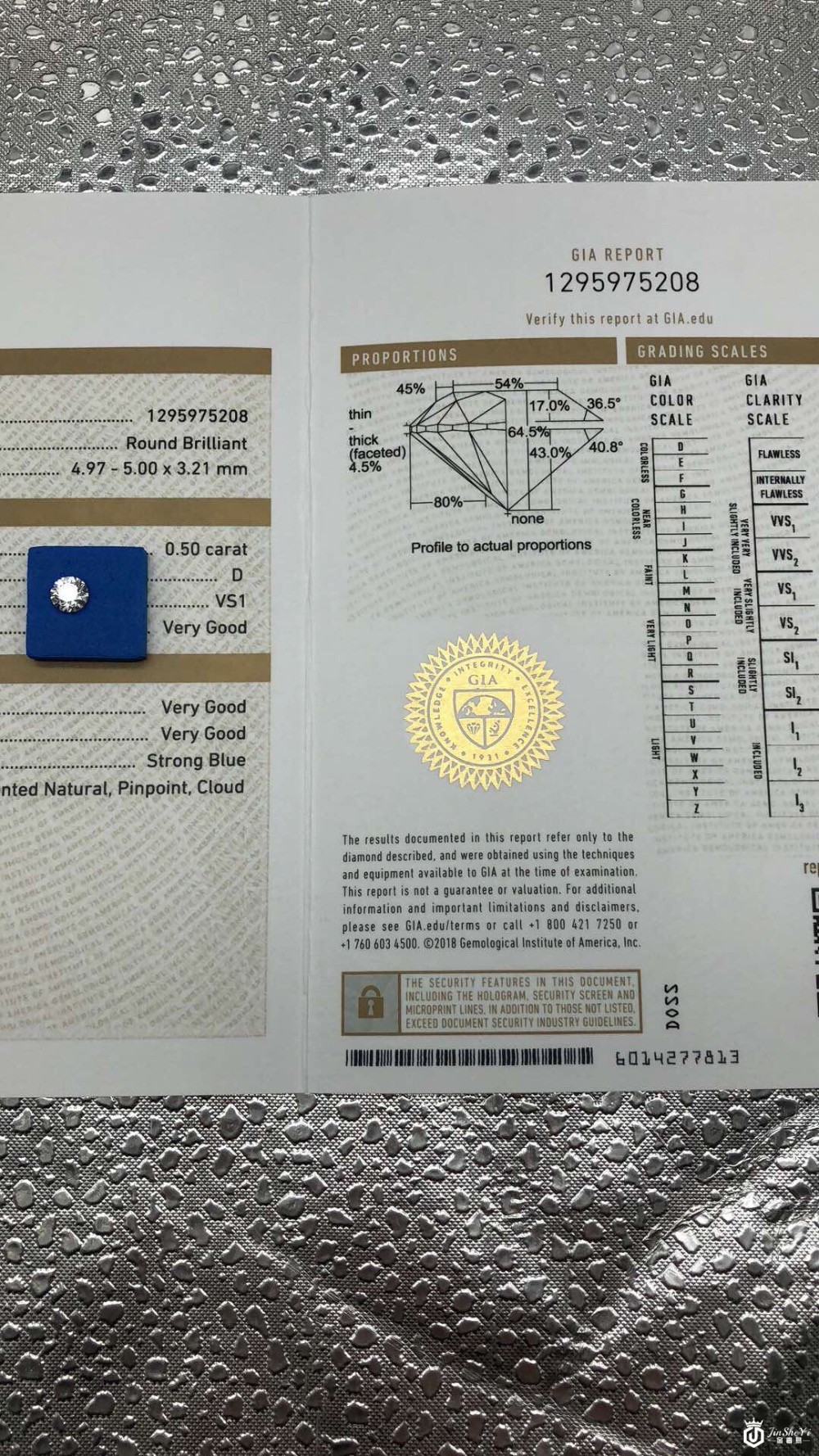 亿锦珠宝0.5克拉D色VS1 3VG S图2