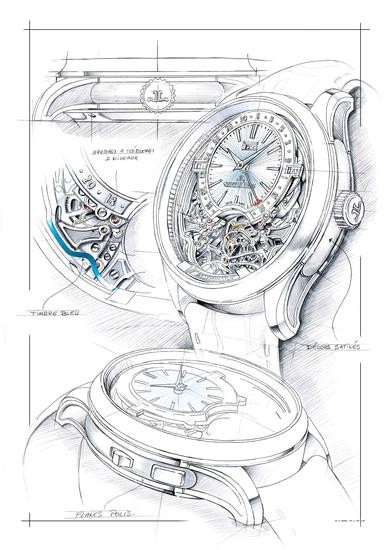 　　积家Master Grande Tradition Gyrotourbillon Westminster Perp&eacute;tuel超卓传统大师系列球型陀飞轮西敏寺钟乐万年历腕表（设计手稿）