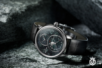 雅克德罗瑞士特别版蛇纹石月相大秒针腕表 融合精美矿石与浪漫月相的精品杰作