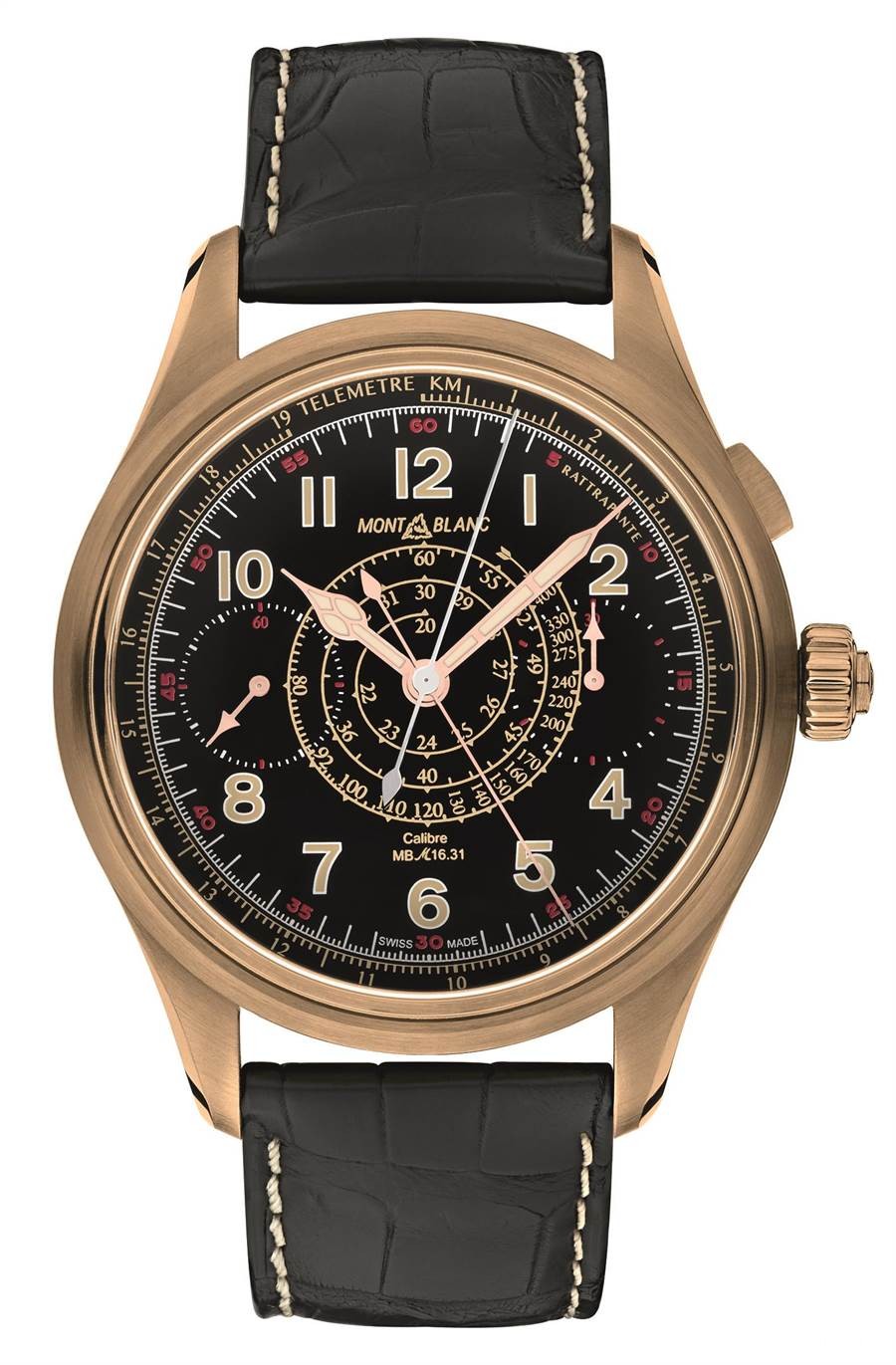 万宝龙1858系列自制机芯追针计时限量表，限量100只，约100万8500元。（Montblanc提供）