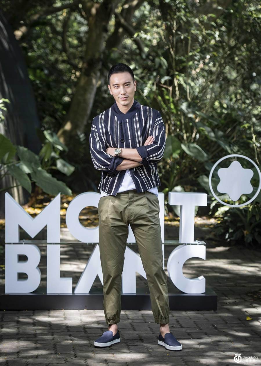 「太阳王子」王阳明不负Sunny之名，出席万宝龙1858系列新表发表会，带来久违的阳光，佩戴他自购的万宝龙1815系列Geosphere腕表。（Montblanc提供）