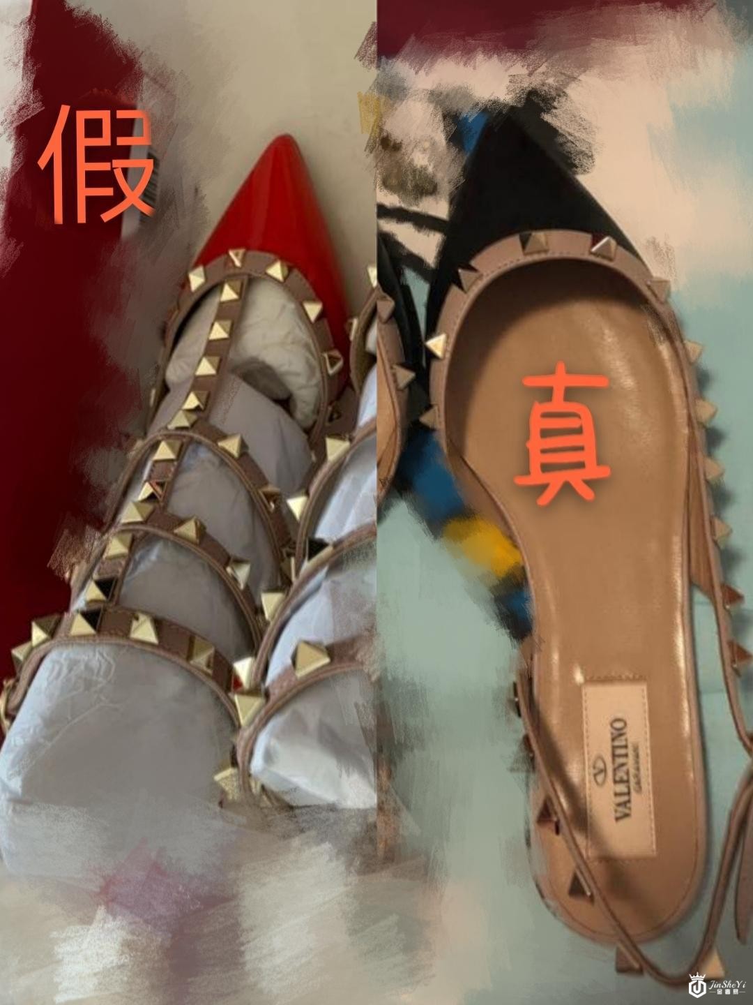 奢侈品鉴定真假|华伦天奴高跟鞋铆钉鞋真假鉴定辨别真伪小方法