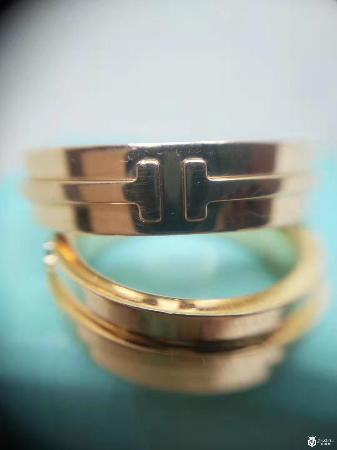 蒂芙尼T系列玫瑰金宽版指环图3