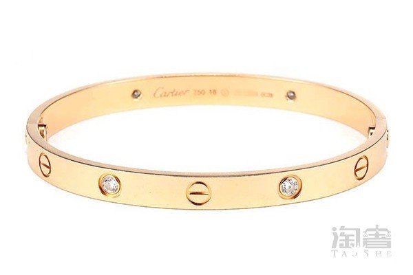 卡地亚18K黄金4钻手镯
