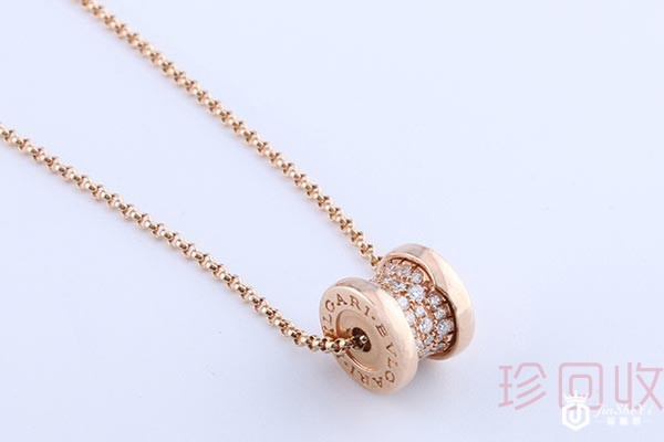 宝格丽18K玫瑰金满钻吊坠