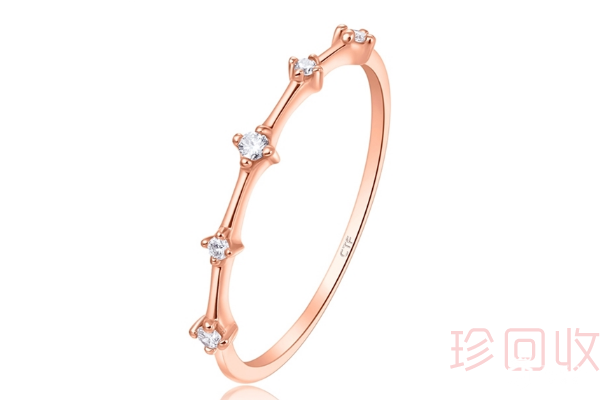 周大福满天星光18K玫瑰金钻石戒指