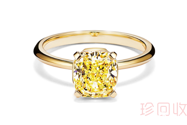 蒂芙尼18K 金镶嵌枕形切割钻戒