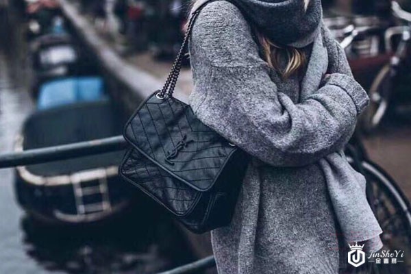 黑色牛皮圣罗兰Niki链条包