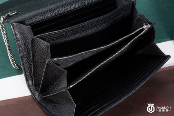 gucci黑色牛皮酒神包内部实拍