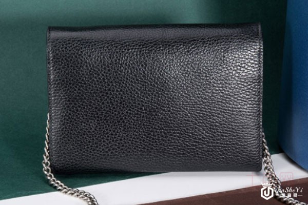 gucci黑色牛皮酒神包背面实拍