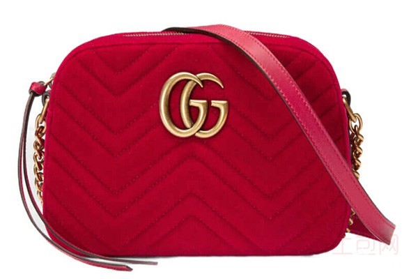 二手99新古驰红色丝绒链条包展示图