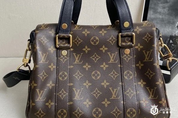 路易威登经典老花色帆布手提包背面实拍