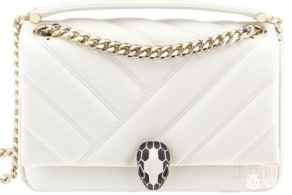 宝格丽白色凸纹柔软小羊皮包包22.5*15*10cm