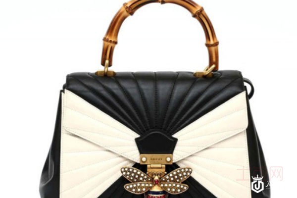 古驰小蜜蜂竹节柄拼皮肩背包实拍