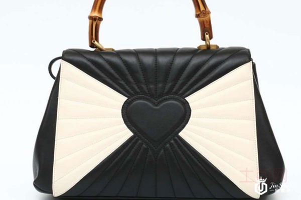 古驰小蜜蜂竹节柄拼皮肩背包背面实拍