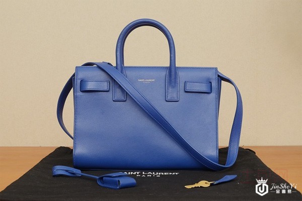 二手95新YSL宝蓝单肩包正面展示图