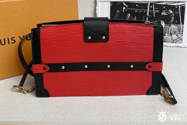 二手99新路易威登红色拼黑皮手袋背面实拍图