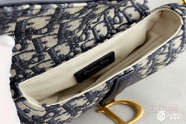 二手99新Dior迪奥saddle老花小号马鞍包内里实拍图