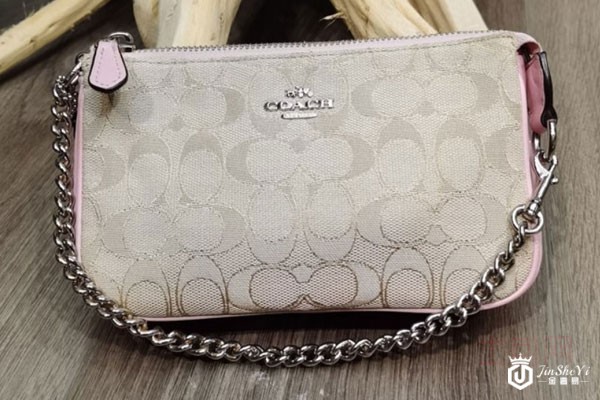 蔻驰女士经典拼色手拿包实拍