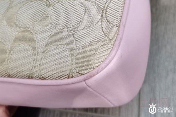 蔻驰女士经典拼色手拿包细节实拍