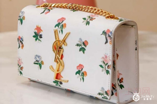 圣罗兰白色印花链条包实拍