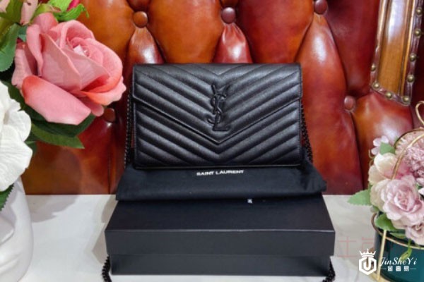 圣罗兰woc黑色斜挎包实拍