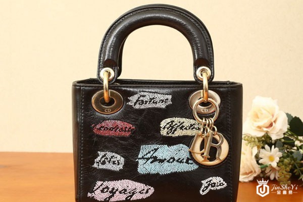 迪奥LADY DIOR彩色珠片字母单肩包实拍