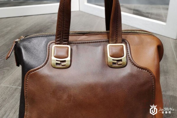 芬迪拼色女士手提包实拍