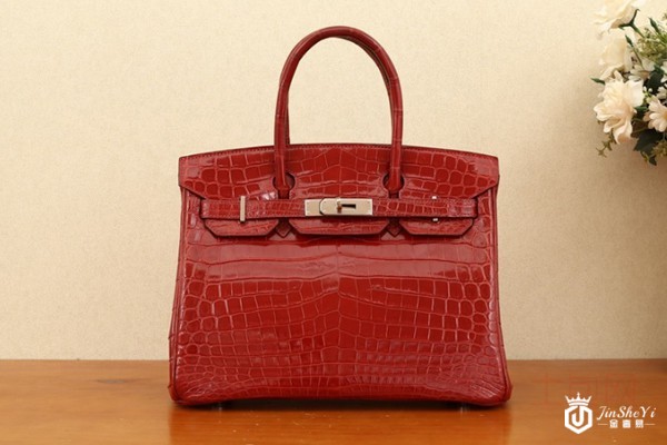 爱马仕BIRKIN法拉利红方块N刻手提包