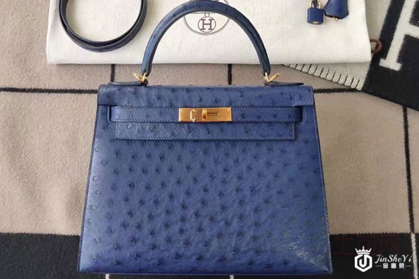 爱马仕鸵鸟皮凯莉包外观展示