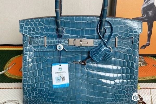 爱马仕Birkin30风暴蓝尼罗河野生鳄鱼皮银扣名包 爱马仕Birkin30风暴蓝尼罗河野生鳄鱼皮银扣名包
