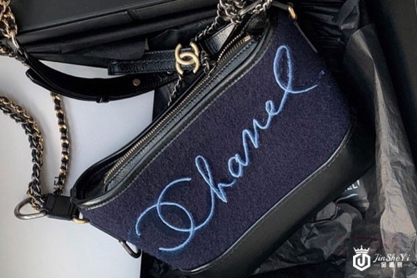 香奈儿蓝色毛呢流浪包实拍