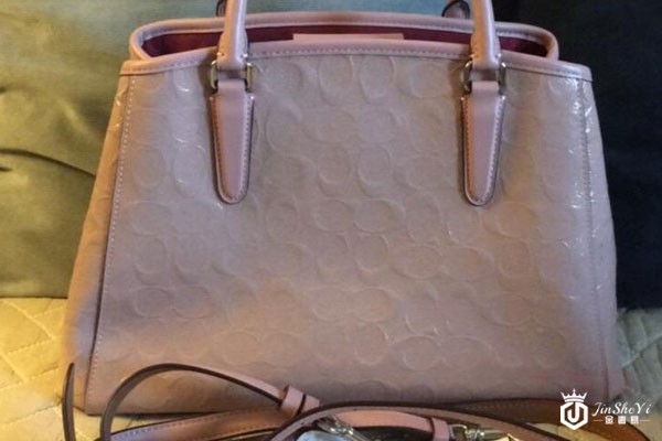 蔻驰珠光浮雕牛皮手提包背面