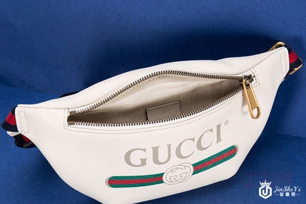 古驰白色牛皮经典腰包实拍