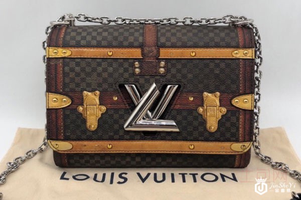 上图为二手奢侈品LV咖色印花链条包包