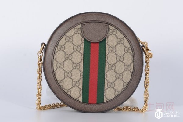 Gucci古驰ophidia老花帆布圆饼包背面