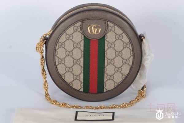 Gucci古驰ophidia老花帆布圆饼包