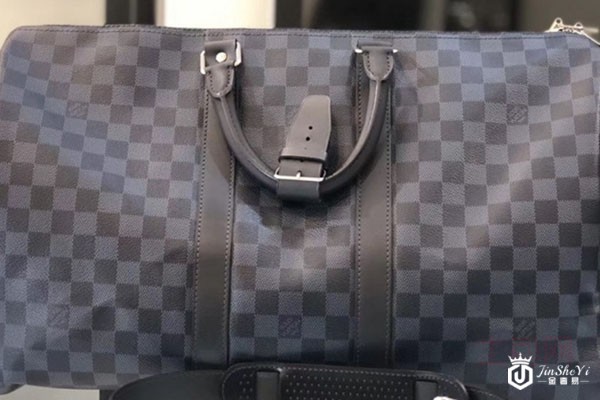 LV蓝色棋盘格帆布涂层旅行包45cm