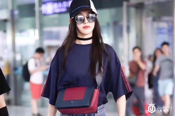 女神唐嫣背带赛琳拼色f<i></i>rame斜挎包