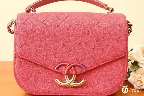 香奈儿古巴系列玫红色彩虹渐变logo包