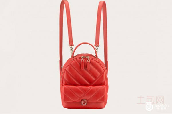 95新大红色宝格丽蛇头双肩包正面