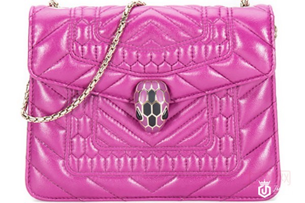 宝格丽经典蛇头紫藤碧玉色羊皮包包实拍