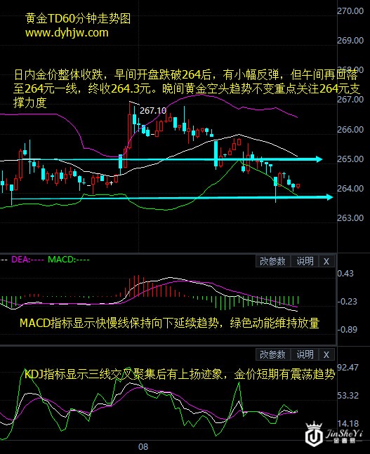 黄金T+D60分钟走势图