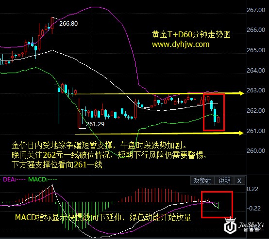 黄金T+D60分钟走势图